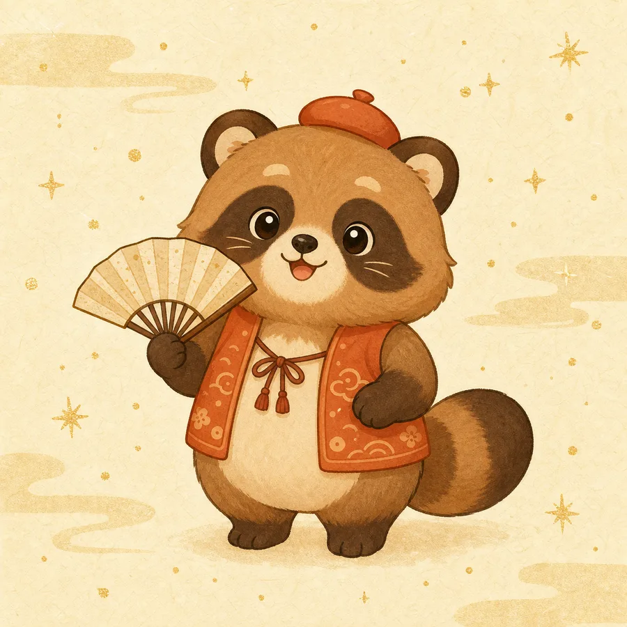 タヌキのどうぶつ占いイラスト